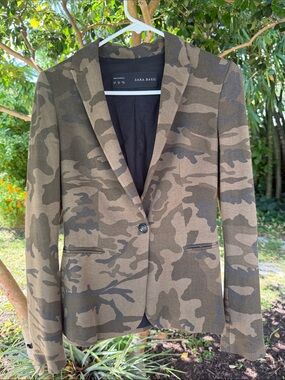 Zara Camo Blazer Military Army Green XS